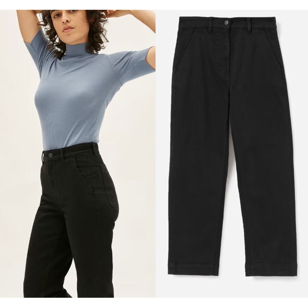Everlane Black Straight Leg Crop Jeans Size 00 High Rise Minimalist Classic